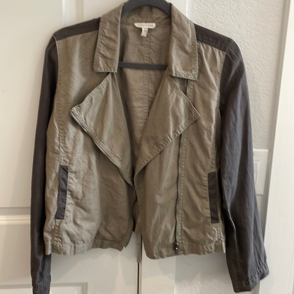 Eileen Fischer Organic Linen Taupe Moro Jacket